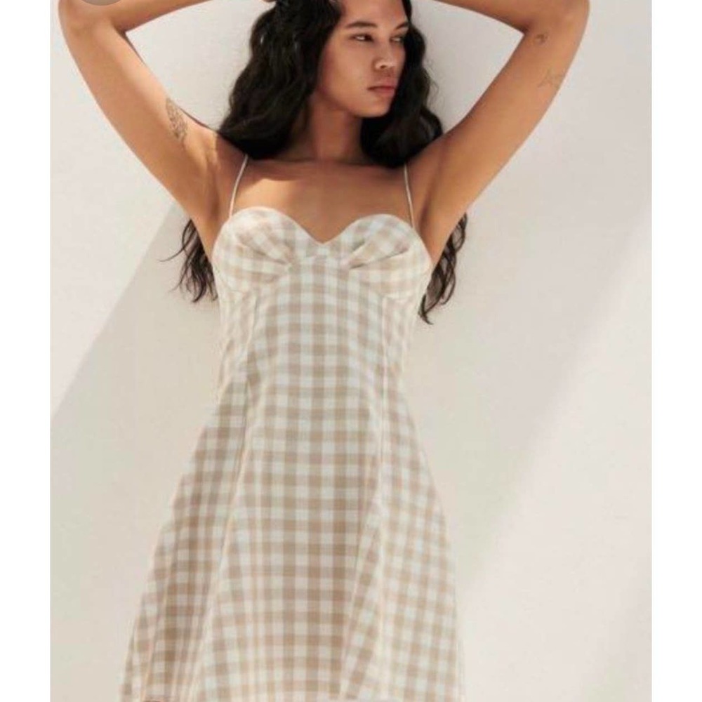 Zara Tan & White Gingham Dress | Size XXL - NWT